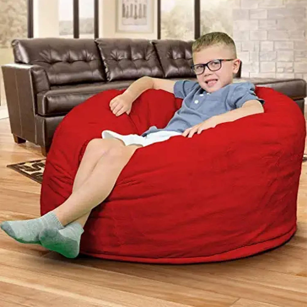 Ultimate Sack 3ft Bean Bag Chair, Oversize Bean Bag Chair for Adults, Comfy Chair Bean Bag Couch Lounge Sofa Loveseat Furniture | Red Suede