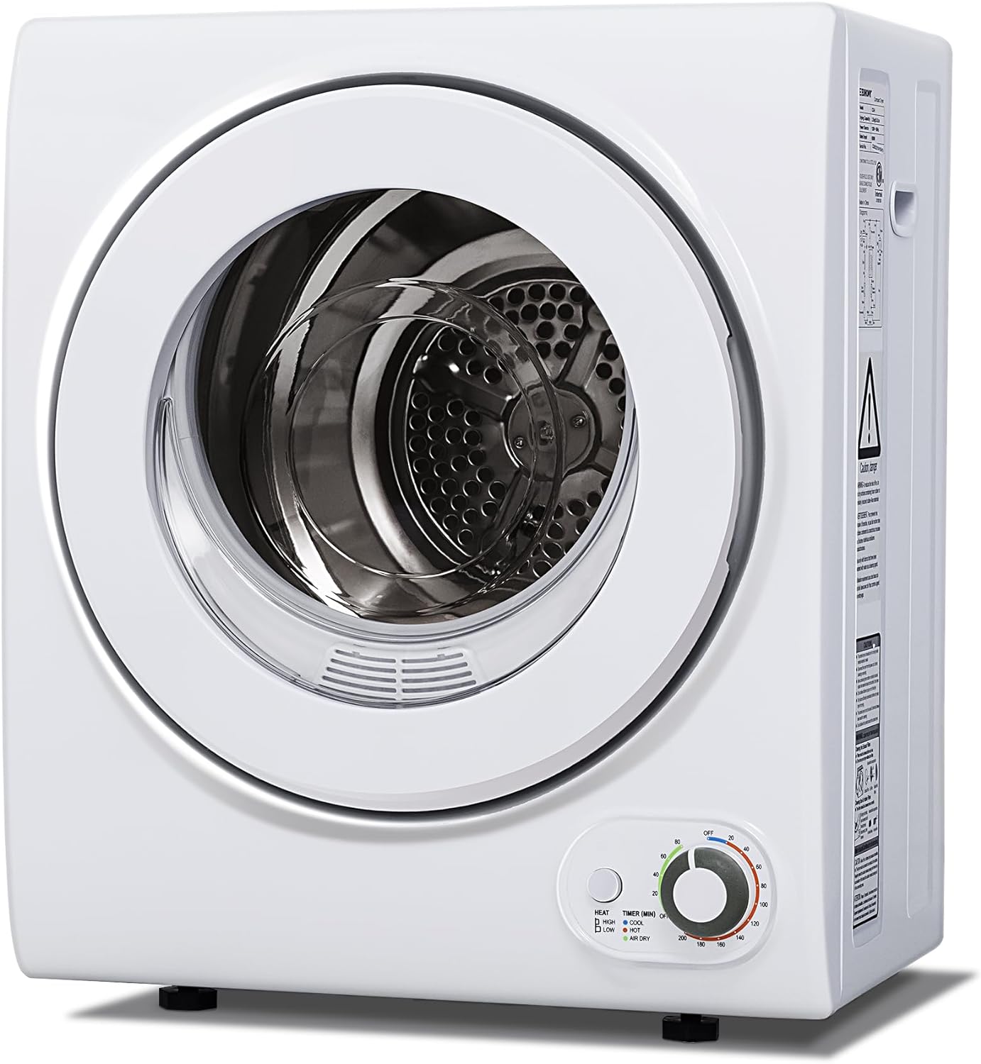 Euhomy Portable Dryer 1.5 cu. ft., 850W Powerful Clothes Dryer with Stainless Steel Drum and Exhaust Hose, Dryer Ideal for Apartments, RVs, Dorm Rooms，White