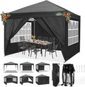 COBIZI 10x10 Pop Up Canopy Tent with 4 Sidewalls Party Tents Waterproof UPF 50+ Commercial Instant Outdoor Events Tent for Parties Markets Backyard, Ropes（10 x 10 ft Black