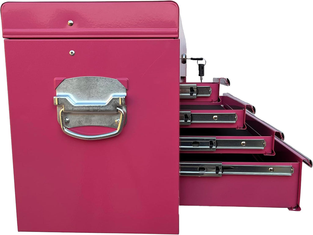 Workington Portable Metal Tool Chest with 6 Drawers, 24' 6-Drawer Tool Chest Cabinet with Ball Bearing Drawer Slides, Steel Tool Storage Box Organizer 4005 Pink