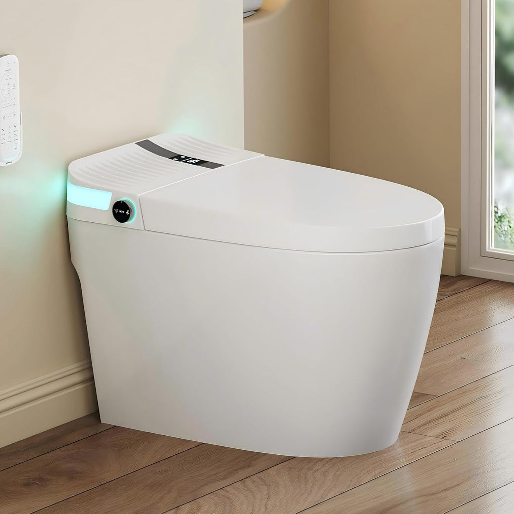 Smart Toilet, Eridanus One Piece Bidet Toilet for Bathrooms, Foot-Sensor, Off-Seat Auto Flush, Adjustable Warm Water Sprayer, Air Dryer, Elongated Heated Seat, Power-Assisted Flush