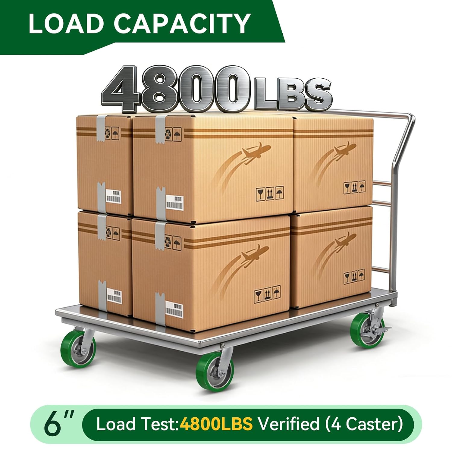 6x2 Heavy Duty Casters -Polyurethane on Aluminum Caster Wheel, Casters Set of 4 Heavy Duty with up to 4800LB Capacity- Widely Used in Tool Box,Workshop,Garage （2 Swivel &2 Rigid）