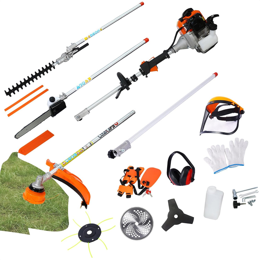33cc 2-Cycle Gas Multi-Trimmer | 10-in-1 String Trimmer w/Rotatable 40' Pole Saw, Weed Eater Weed Wacker, Brush Cutter & Hedge Trimmer Gas for Lawn, Yard, Garden Care, All-in-one Garden Tool