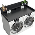 2-Tier Washer Dryer Countertop with 2.75'H Edge Rails, 54' W x 27.55' D Laundry Countertop for Folding Clothes, Washer and Dryer Topper with Non-Slip Pad (Black)