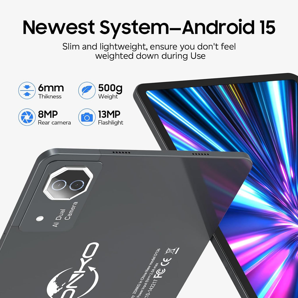 Tablet 12 inch Large Screen, Android 15 Tablet 16GB RAM 256GB ROM, 2K 2000x1200 Incell Widevine L1 Display, Gaming Tablets with Helio G99 Octa-core, 8000mAh 18W Fast Charge Tablets, AI Support, GPS