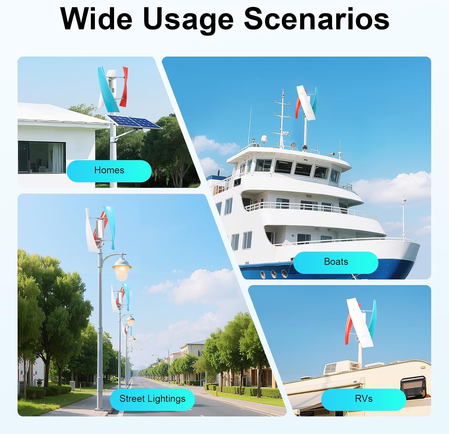12V Wind Turbine, 400W Wind Power Generator Kit with Electromagnetism Controller, 3 Vertical Fiberglass Blades Wind Turbine Generator, 3-Phase Ac Permanent Magnet Generator for Mobile House, Boat