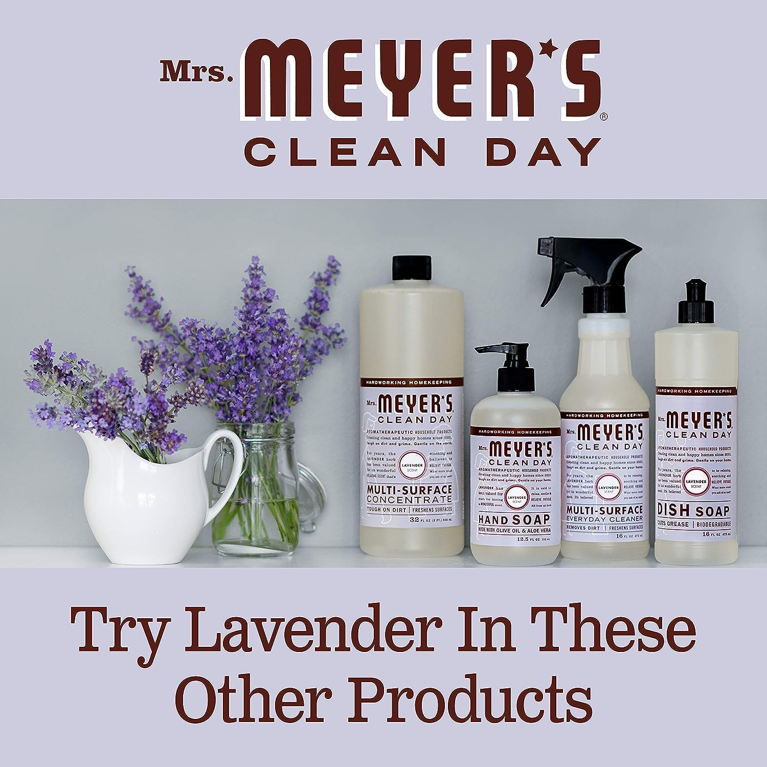 Mrs. Meyer's Clean Day Lavender Laundry Detergent Concentrated Loads Per Bottle 64 Fl Oz (Pack of 6)