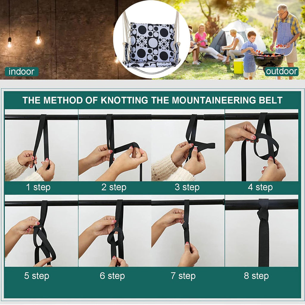 Hammock Chair Swing Hanging Rope Swing Chair with 2 Seat Cushions Soft Max 330 Lbs Handmade Hanging Chair for Bedroom Patio Yard Garden Outdoor Indoor (C)
