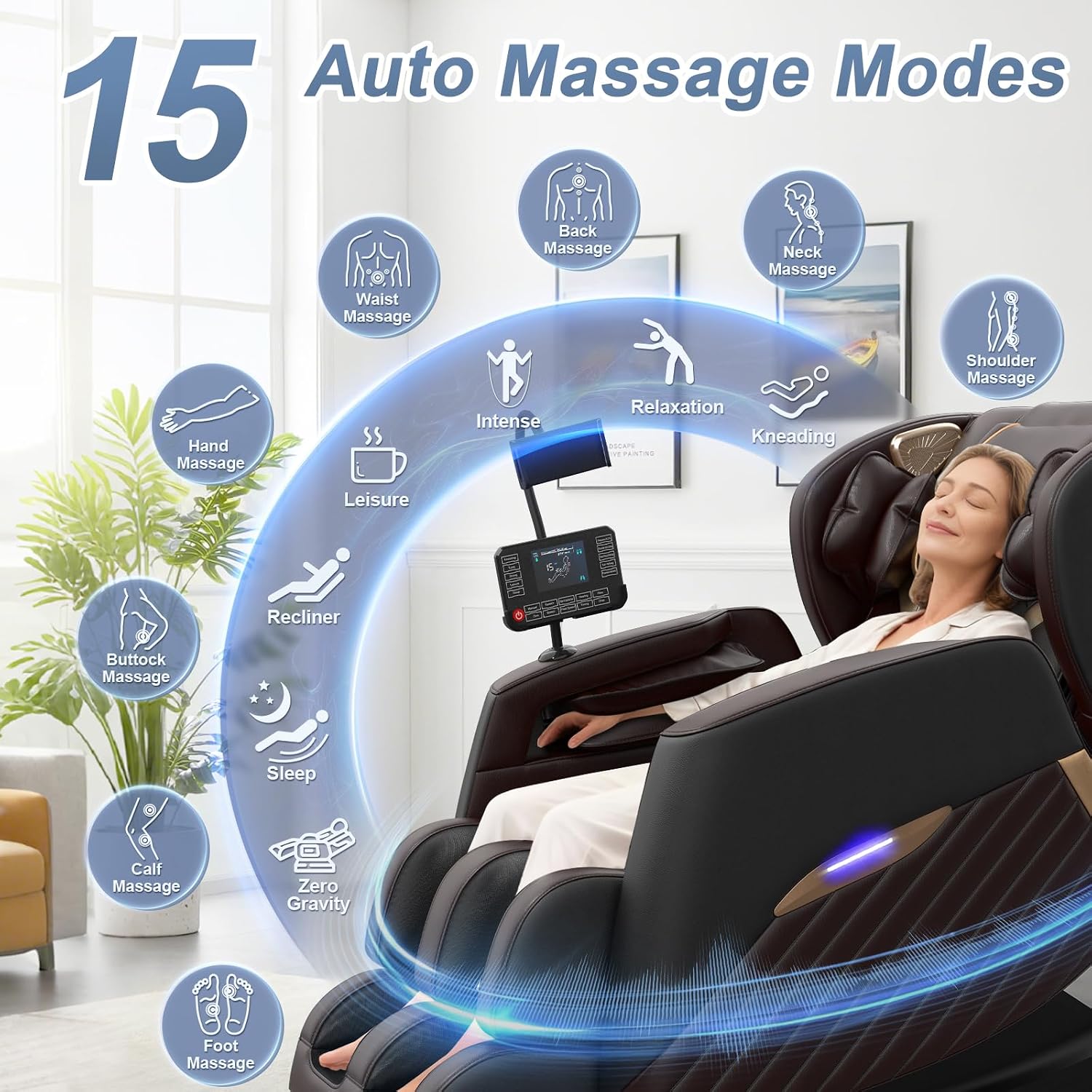 2026 Massage Chair Full Body, Zero Gravity Massage Chair with 16 Fix Rollers, Auto Massage Program, Foot and Calf Massage, Recliner Chair with Heating, Touch Screen Controller, Bluetooth Speaker