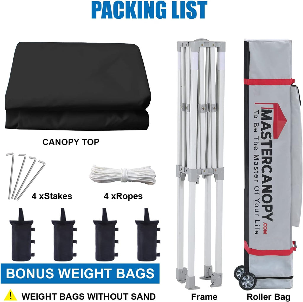 MASTERCANOPY Pop Up Canopy Tent Commercial Grade Instant Shelter (5x5, Black)