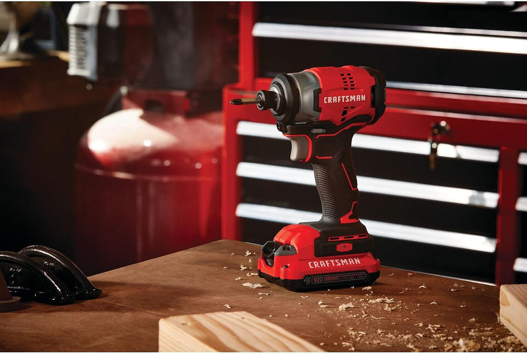CRAFTSMAN V20 Cordless Impact Driver Kit, 1/4 inch, Battery and Charger Included (CMCF810C1)