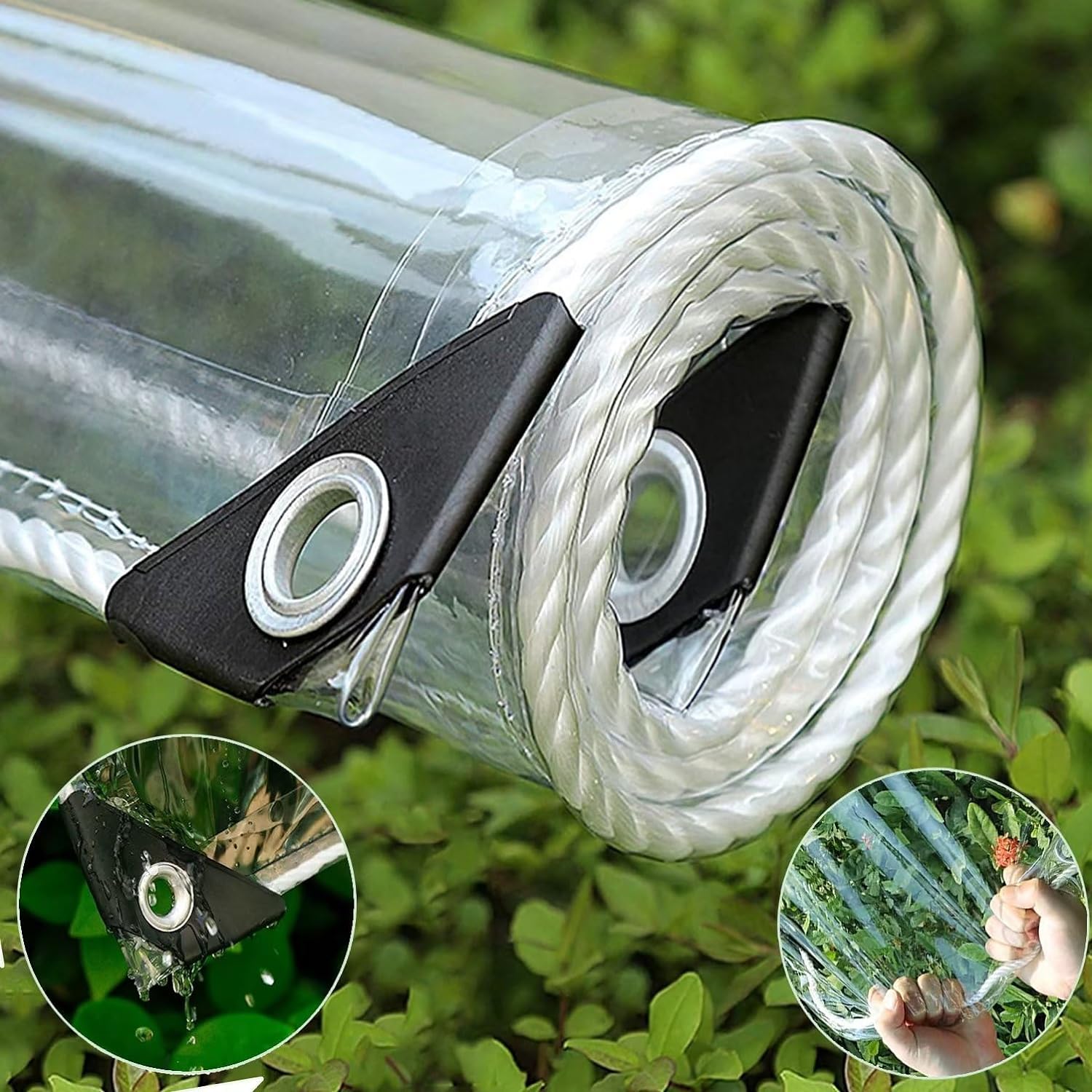 10' x16' Clear Waterproof Tarp, PVC 14 Mil Tarpaulin with Grommets and Cable Tie, Duty Heavy Tear Resistant Cover for Camping, Plants Greenhouse, Cars, Patio and Pavilion