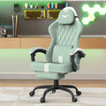 Soontrans Linen Fabric Ergonomic Gaming Chair with Pocket Spring Cushion, Wide Seat 20',Adjustable Headrest, Lumbar Pillow, Footrest & Reclining Backrest, Comfortable Office Chair for Home & Gaming
