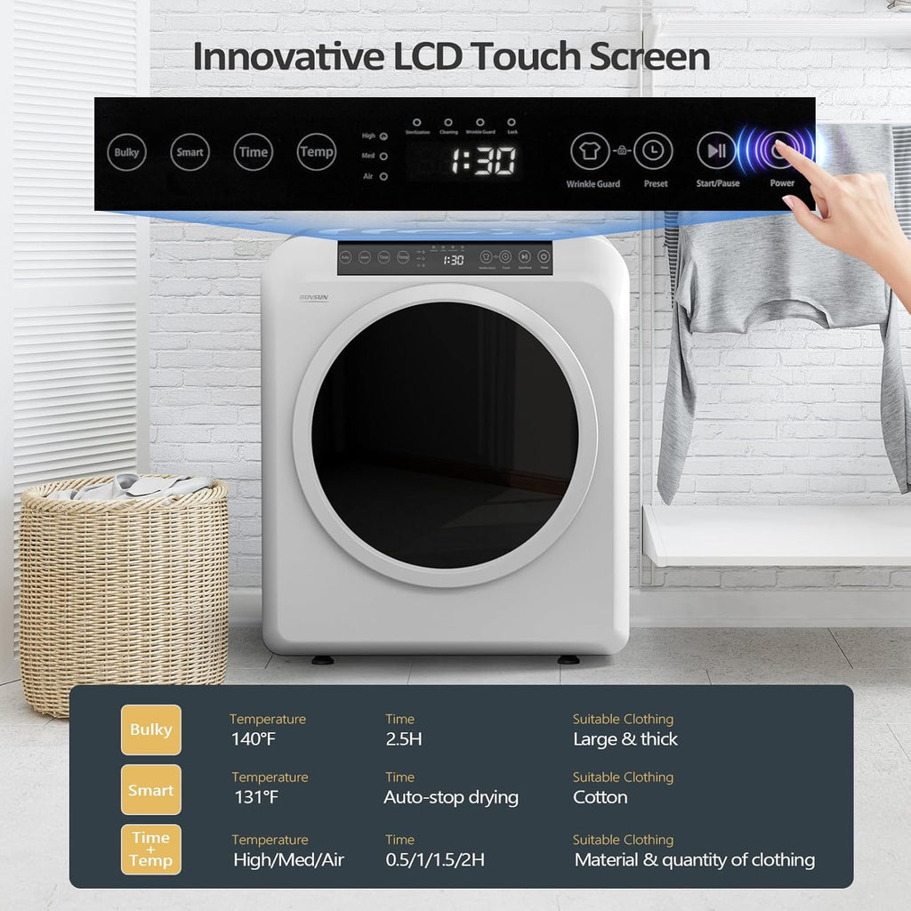 ROVSUN 3.5CuFt Clothes Dryer and 30LBS Full-Automatic Washing Machine Set, Compact Laundry Washer and Dryer Combo Set with Stainless Steel Inner Tub, for Apartment, Dorms, Home