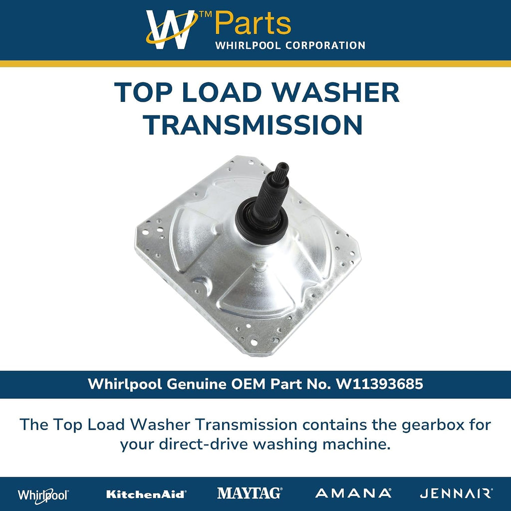 Whirlpool W11393685 Genuine OEM Top Load Washer Transmission Replacement Part - Replaces W10447976, W10811956, W10868473, W11134159, and more
