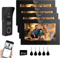 Wired Video Doorbell Intercom System 1080P HD Camera 7 inch Monitor Entry Doorphone Door Camera TUYA WiFi Smart Home Door Phone Kits for Apartment Home Villa (1 Doorbell + 4 Monitor)