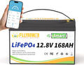 FLLYROWER Lithium Battery 12V 168AH With Smart BMS and 17000 Deep Cycles Lifepo4 Battery Grade A Cells for Marine Trolling Motor RV camping Solar Golf Cart Off-Grid
