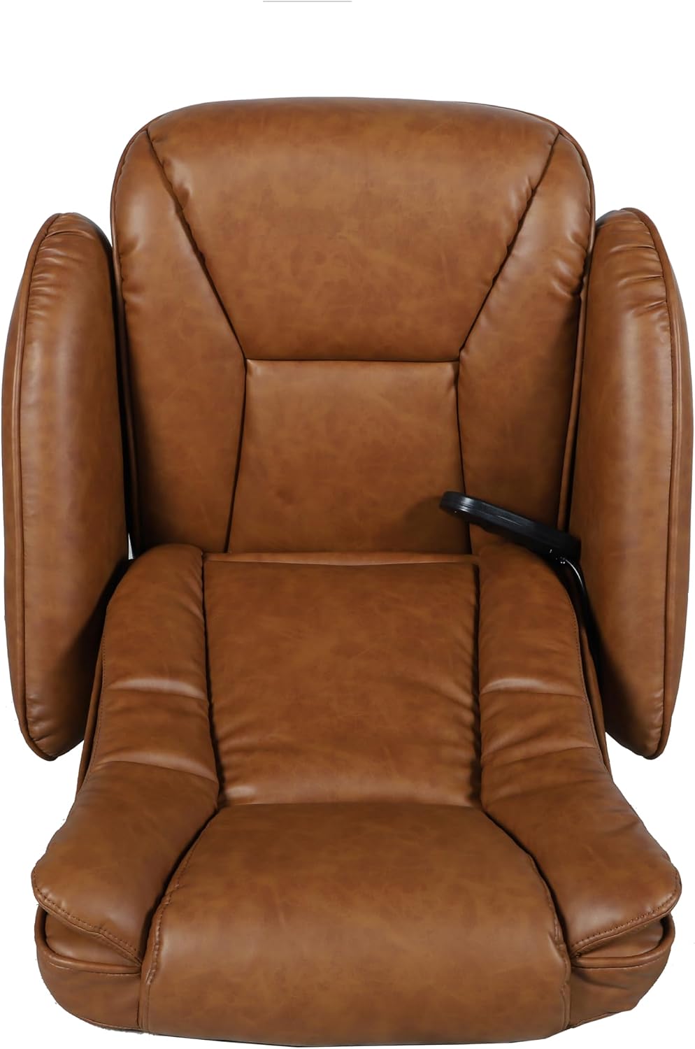 Flash Furniture Poppy Massaging Multi-Position Plush Recliner with Side Pocket and Ottoman in Brown LeatherSoft