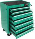 7-Drawers Multifunctional Tool Boxes on Wheels, Lockable 4' Casters Tool Cart Cabinet, Powder-coated Steel Rolling Tool Chest with Key for Garage, Warehouse, Repair Shop, 231LBS Capacity - Green