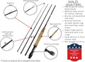 Wild Water Deluxe Fly Fishing Combo Starter Kit, 7-Foot Pole, 4-Piece Fly Rod Kit, 3/4 Weight, Fishing Accessories, Includes Die cast Aluminum Reel and Hard Tube Case with Pouch, Fly Box and Flies