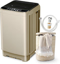 Portable Washing Machine Full Automatic 17.7lbs Small Washing Machine for Apartment 10 Wash Program with Drain Hose, Portable Washer Machine for Dorm, College, RV, Golden