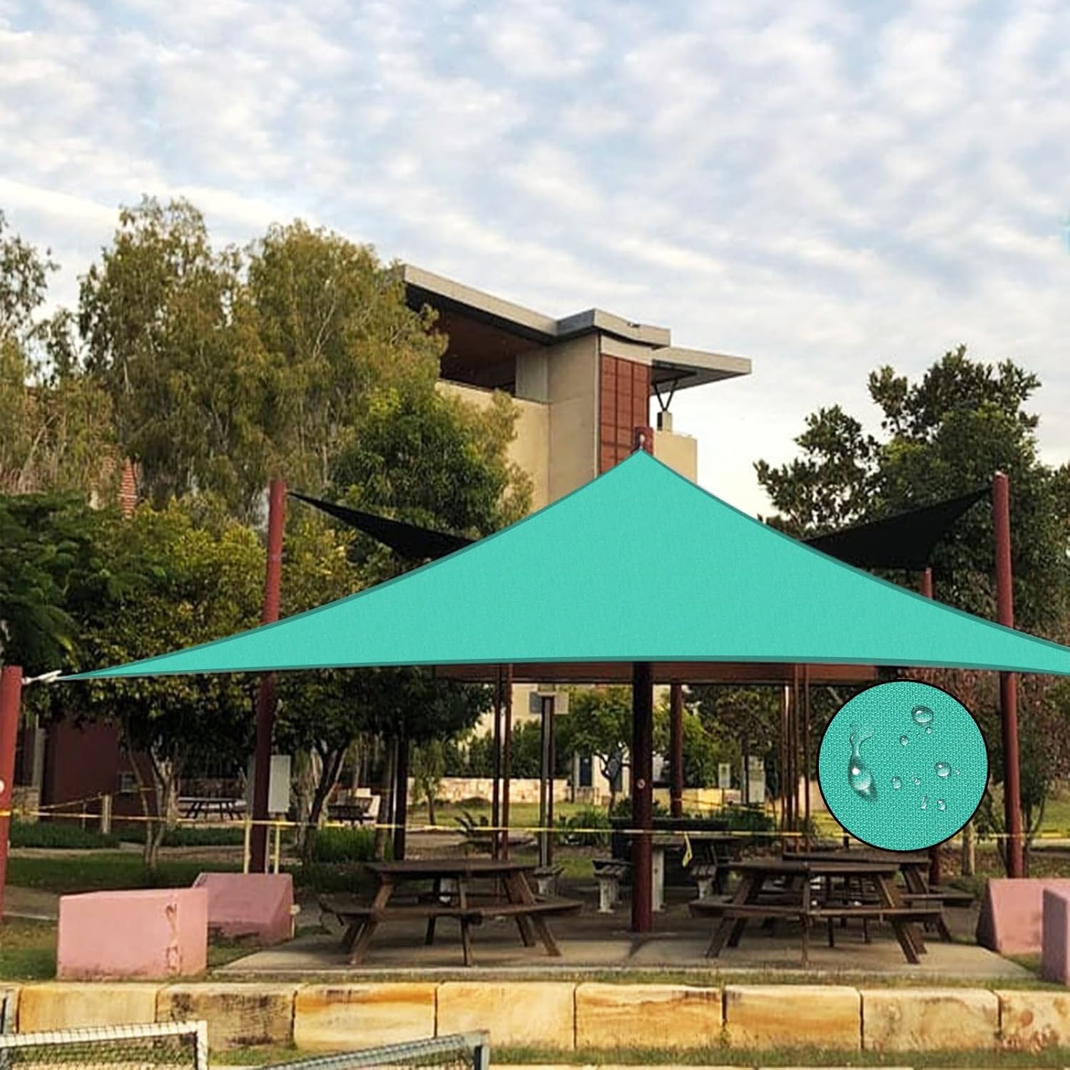 Sun Shade Sail Waterproof,UV Block Lake Blue Triangle 12' x 12' x 12' Shade Sails,for Outdoor Pergola Carport Awning Yard Activities