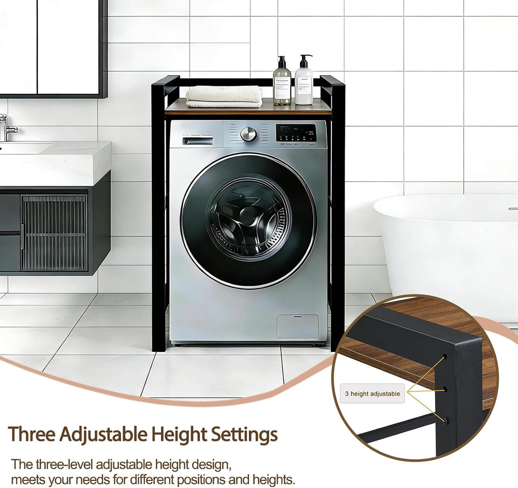 Washer Dryer Stacking Rack, 771lbs Capacity Heavy Duty Washer and Dryer Stacking Stand, 3 Adjustable Height Washing Machine Shelf forLaundry Rooms Bathrooms Balconies (Black)