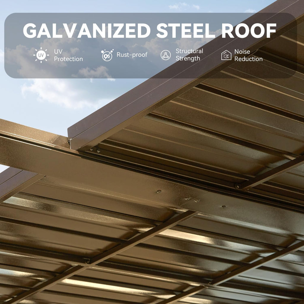 Gazebo 12x20 with Adjustable Galvanized Steel Roofs, All Aluminum Frame Permanent Pergola for Patio, Outdoor Freestanding Shelter, Dark Brown