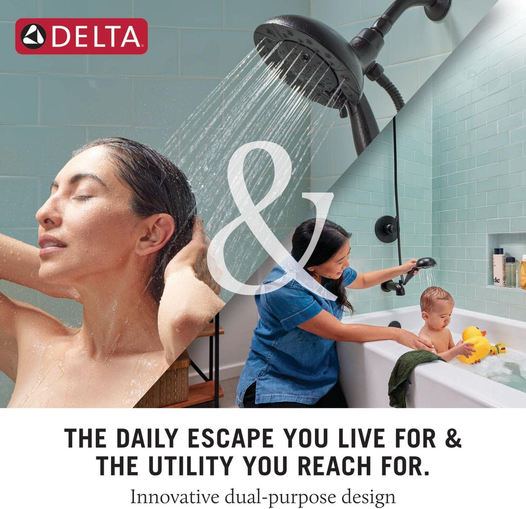 Delta Albion 14 Series Brushed Nickel Shower Faucet Set with In2ition 2-in-1 Dual Shower Head with HandHeld Spray Combo, Valve Trim Kit, Spotshield Brushed Nickel T142855-SP-I (Valve Not Included)