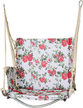 Hammock Chair Swing Hanging Rope Swing Chair with 2 Seat Cushions Soft Max 330 Lbs Handmade Hanging Chair for Bedroom Patio Yard Garden Outdoor Indoor (E)