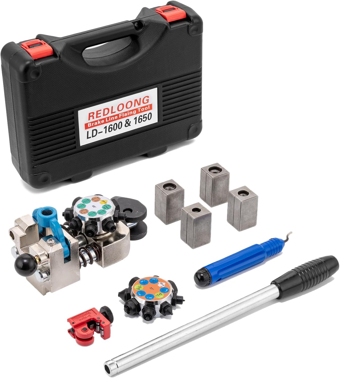 Professional Brake Line Flaring Tool Kit 45/37 Degree Set - Single, Bubble, and Double Flares for 3/16'–3/8', Brake Repair Brake Flaring Tools Brake Line and Tubing Flaring Tool