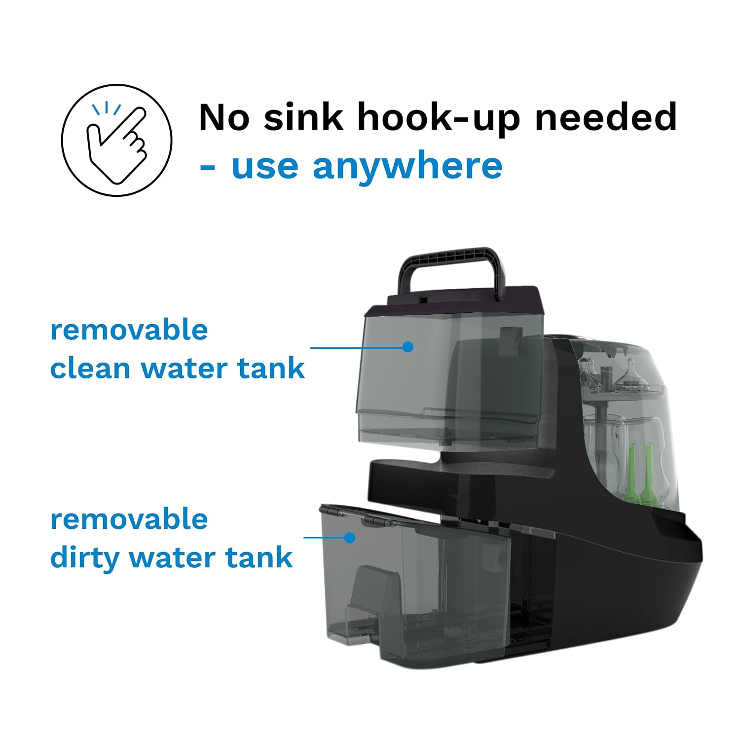 Baby Brezza Bottle Washer Pro - Baby Bottle Washer, Sterilizer + Dryer - All in One Machine Cleans Baby Essentials like Bottles + Pump Parts – Appliance to Replace Bottle Brushes & Drying Racks, Black