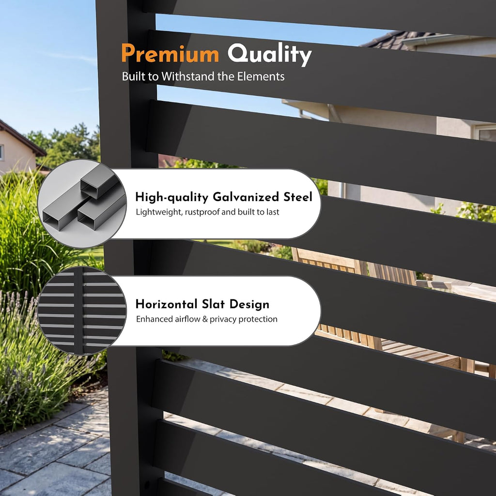 Modern Shade Pergola Accessories Privacy Screen 10 ft for Louvered Pergola, Galvanized Steel Shade Screen Privacy Shade Panels, Easy Installation Modular Pergola Screens for Patio, Backyard, Black