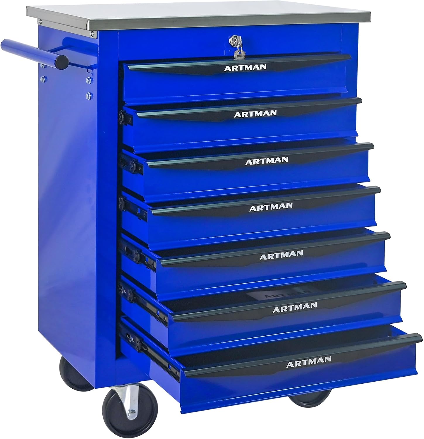 Campfun Tool Cart on Wheels 7 Drawers Rolling Tool Chest Workbench, Metal Tool Cabinet with Extra 7 Tool Storage Boxes, Tool Chest Combo Portable Mechanic Tool Cart for Garage Workshop Warehouse