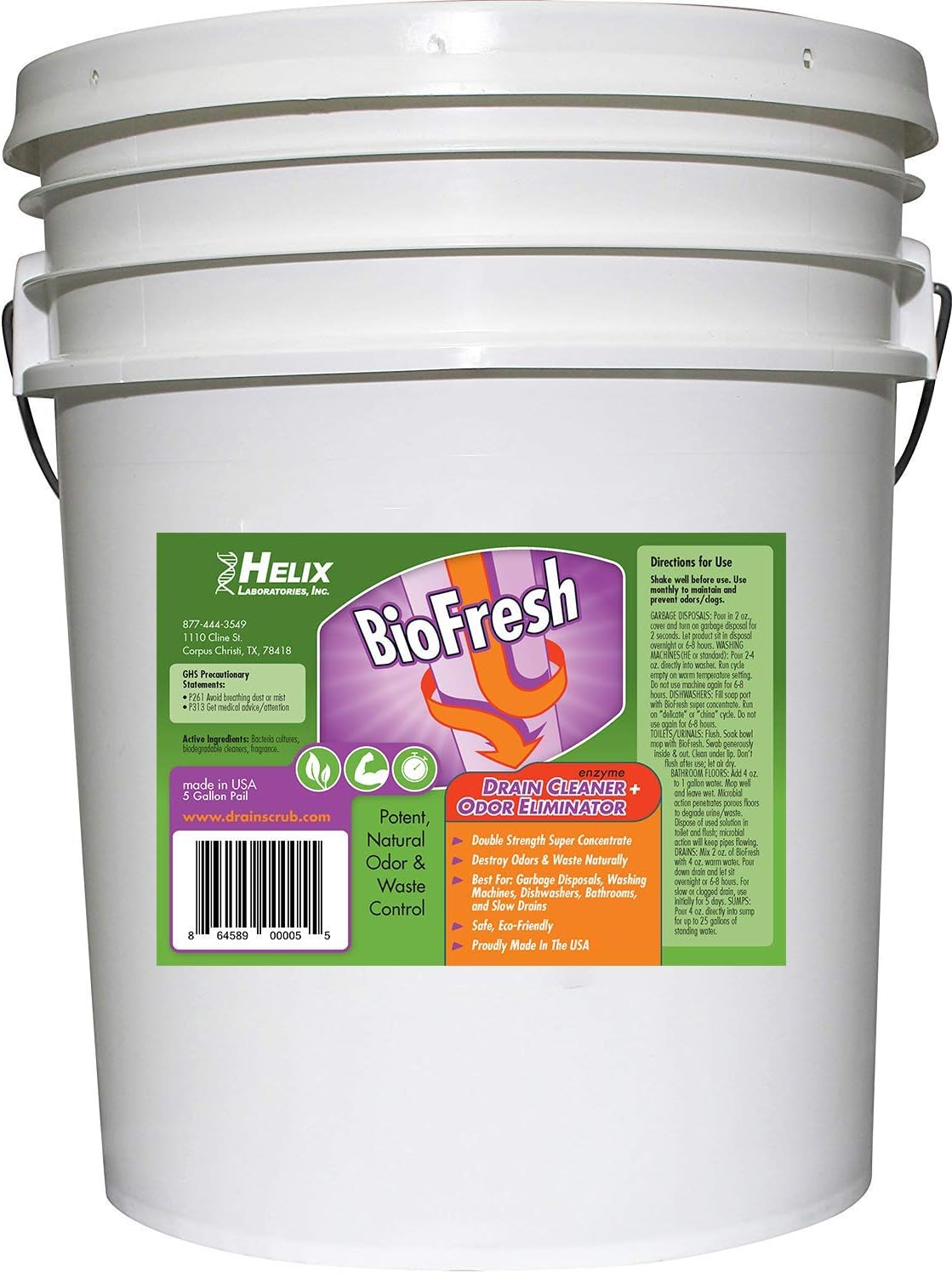 Enzyme Drain Cleaner & Deodorizer for Sink Drain, Showers, Septic Systems, Bathroom & Kitchen - Smell Remover for Fruit Fly Garbage Disposals, Dishwasher & Washing Machines - (5 Gallon)