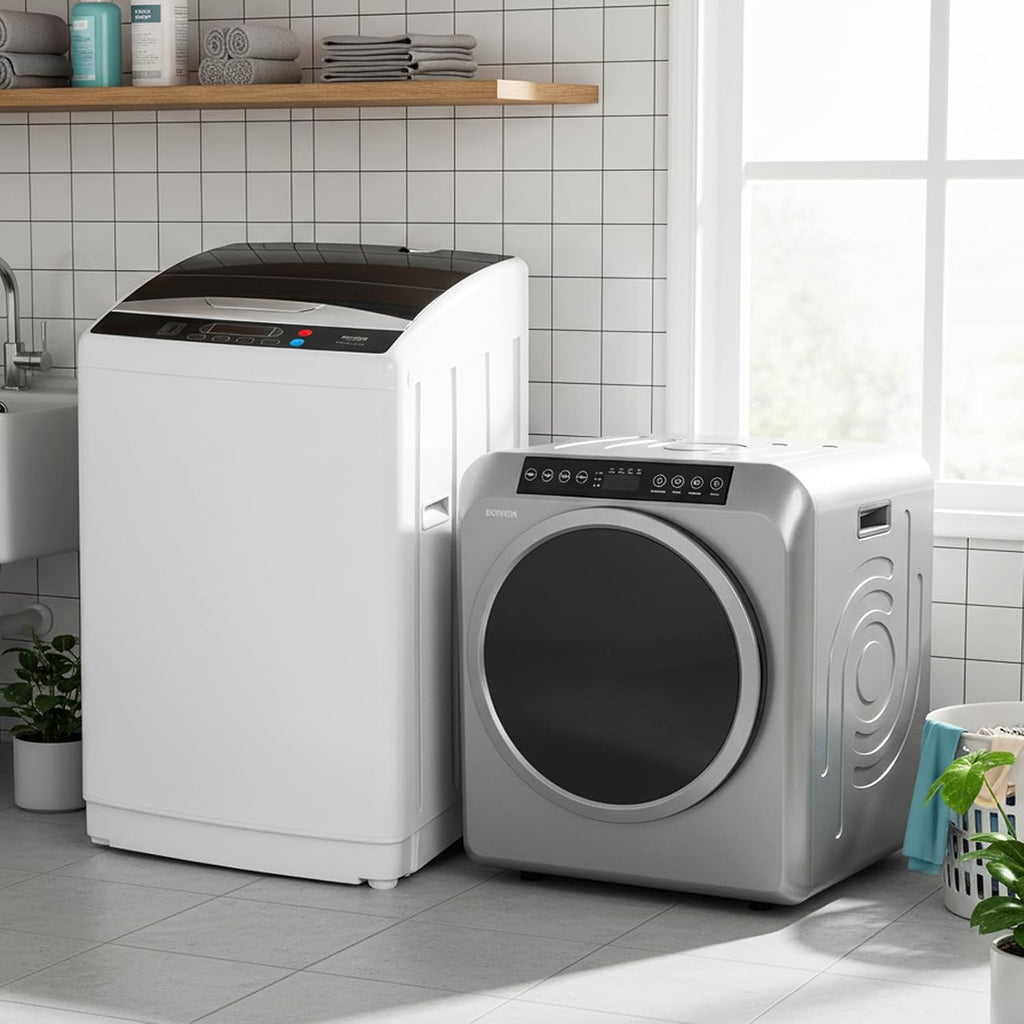 ROVSUN 3.5CuFt Portable Clothes Dryer and 25LBS Full-Automatic Washing Machine Set, Compact Laundry Washer and Dryer Combo Set with Stainless Steel Inner Tub for Apartment, Home