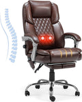 HOMREST 2-Point Massage Office Chair with Lumbar Support, Heated Executive Office Chair, Computer Gaming Chair with with Adjustable Backrest for Home Office, Brown