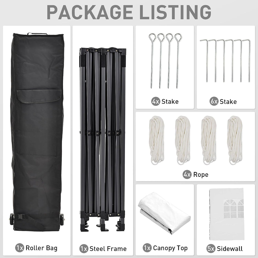 10 x 20 ft Outdoor Pop Up Canopy Tent, Wonlink Commercial Instant Sun Shelter Adjustable Folding Gazebo Party Waterproof Tent with 6 Removable Sidewalls,Heavy Duty Roller Bag.
