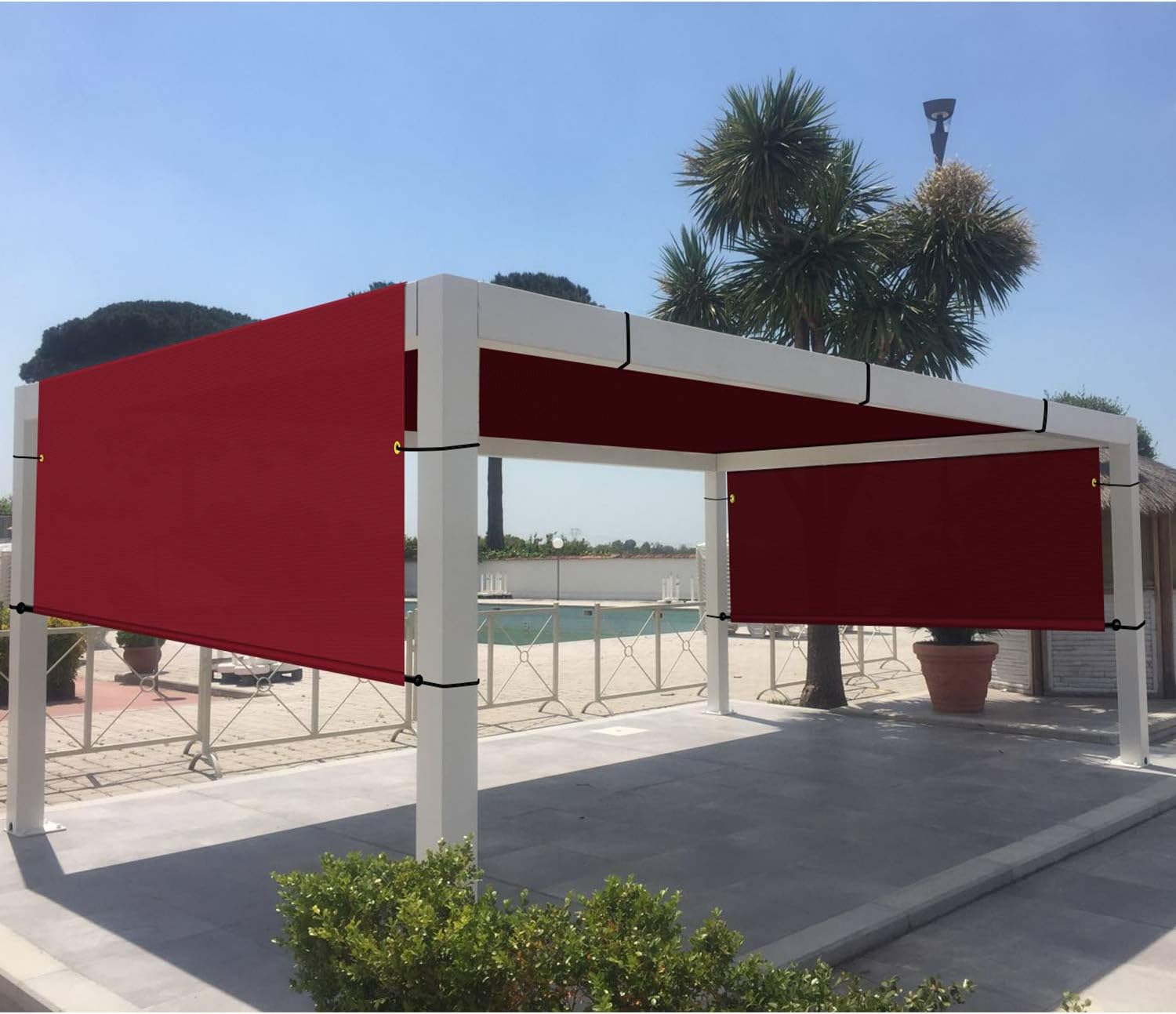 TANG 8' x 4' Outdoor Universal Pergola Replacement Cover Canopy Waterproof with Grommets Weight Rods Sun Shade Panel for Patio Backyard Red
