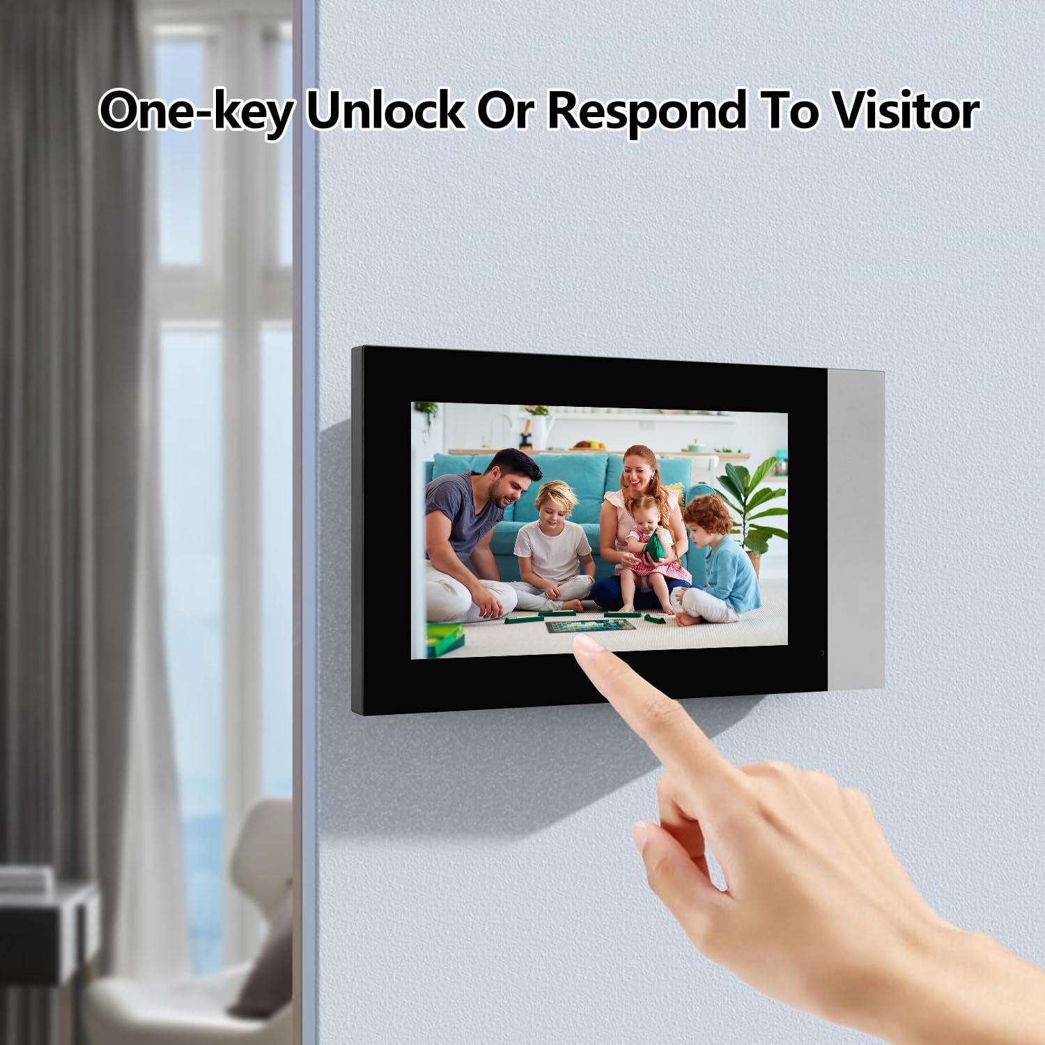 Video Doorbell with 7-inch LCD Monitor, Call Button Tuya WiFi Intercom Kit Smart Video Door Phone System 1080P 4-Wired Doorbell Camera Full Touch Monitors for Villa Home (Silvery)