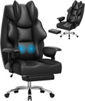 Homall Big and Tall Massage Office Chair,Reclining High Back Ergonomic Home Office Desk Chair with Adjustable Padded Armrest and Foot Rest (Leather, Black)