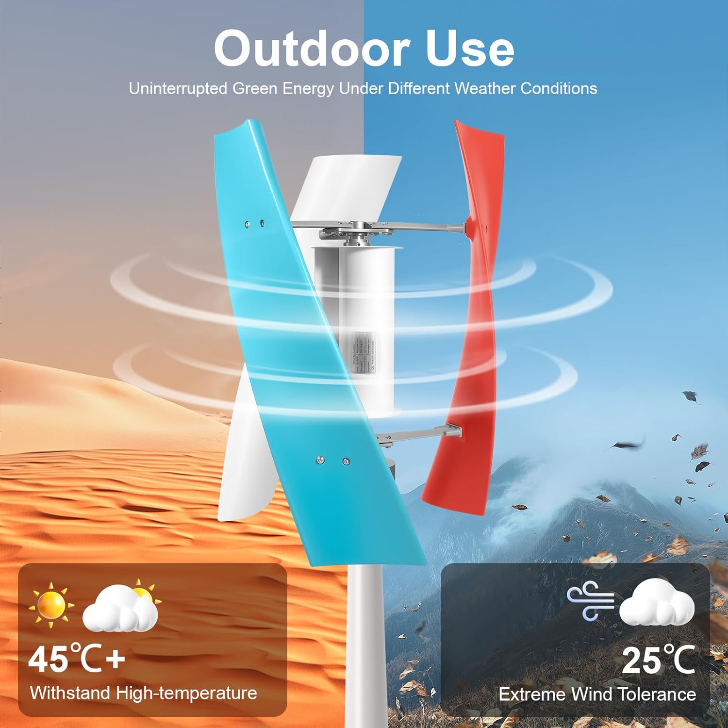 12V Wind Turbine, 400W Wind Power Generator Kit with Electromagnetism Controller, 3 Vertical Fiberglass Blades Wind Turbine Generator, 3-Phase Ac Permanent Magnet Generator for Mobile House, Boat