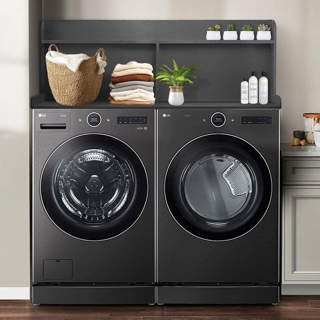 Royxen Laundry Countertop with 20' Shelf Universal Fit, Washer and Dryer Countertop with Storage Space, Black