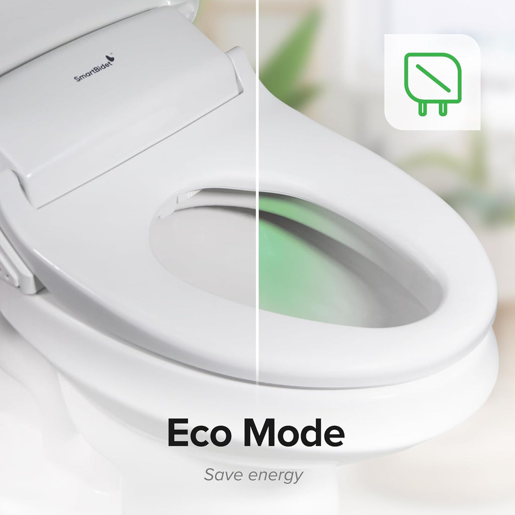 SmartBidet® SB-1200 Luxury Advanced Electric Smart Bidet Round White Toilet Seat with Remote control, Endless Warm Water with LED Night Light, Slim Profile