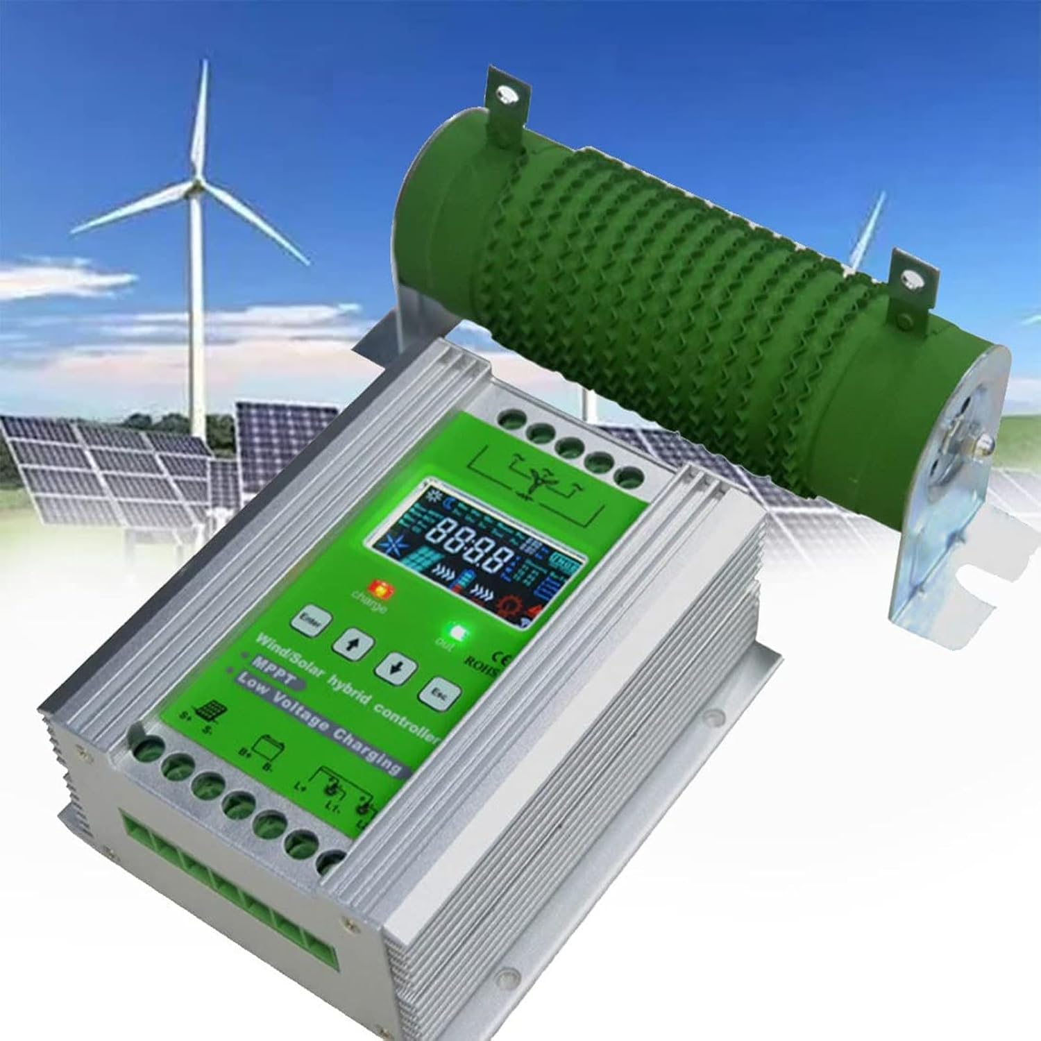 3000W-7000W Solar Charge Controller with LCD Screen,Mppt Wind-Solar Hybrid Controller,Boost Charge Regulator,Wind Generator,Battery Off Grid Controller(12V-24V,3000w)