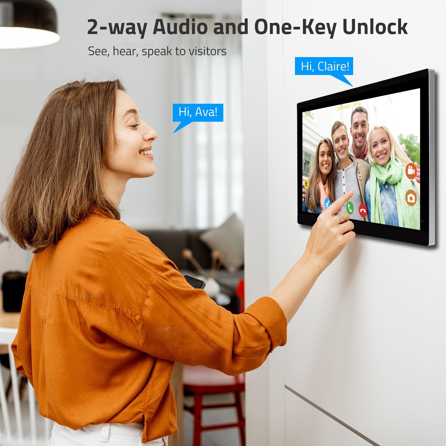 2-Wired Video Intercom System, Video Doorbell Camera with 10 inch Touch Screen, Timbre con cámara, Wireless WiFi Tuya APP Remote Control Door Bell Phone for Home Villa Apartment