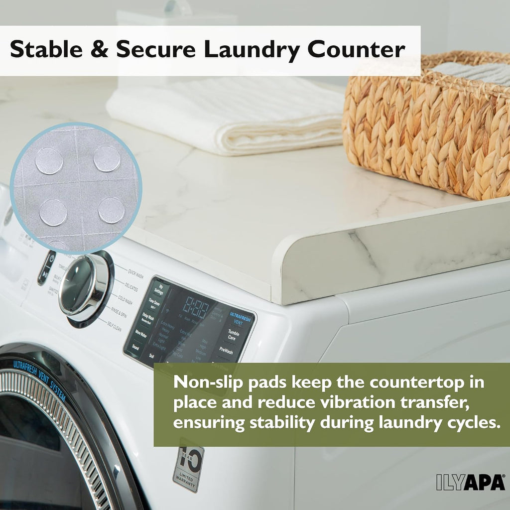 Ilyapa Washer Dryer Countertop - 27.5 x 54 inch Laundry Countertop, Washer and Dryer Covers for the Top, Laundry Room Organization and Storage