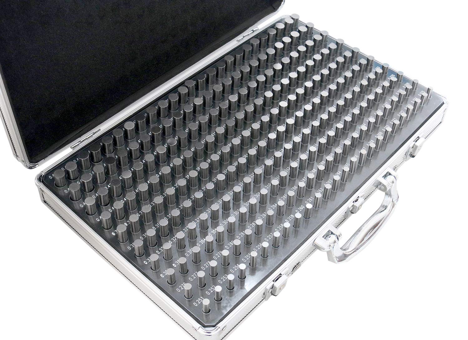 Accusize Industrial Tools 0.251''-0.500'', 250 Pc Steel Plug Pin Gage Set, Minus, Class Zz, with Reliable Strong Aluminum Case, M2(-) a