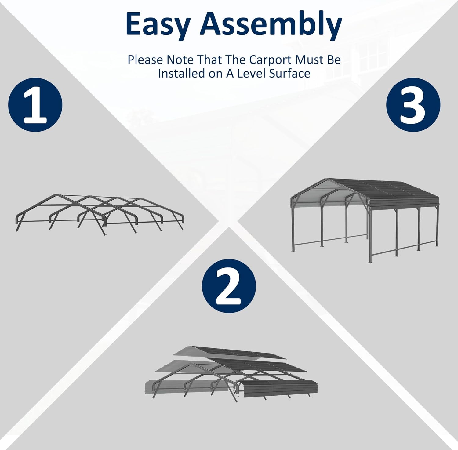AIRWIRE 10x15 Metal Carport Carports with Enhanced Base Heavy Duty Garage Outdoor Galvanized Car Shelter for Car, Boats and Truck