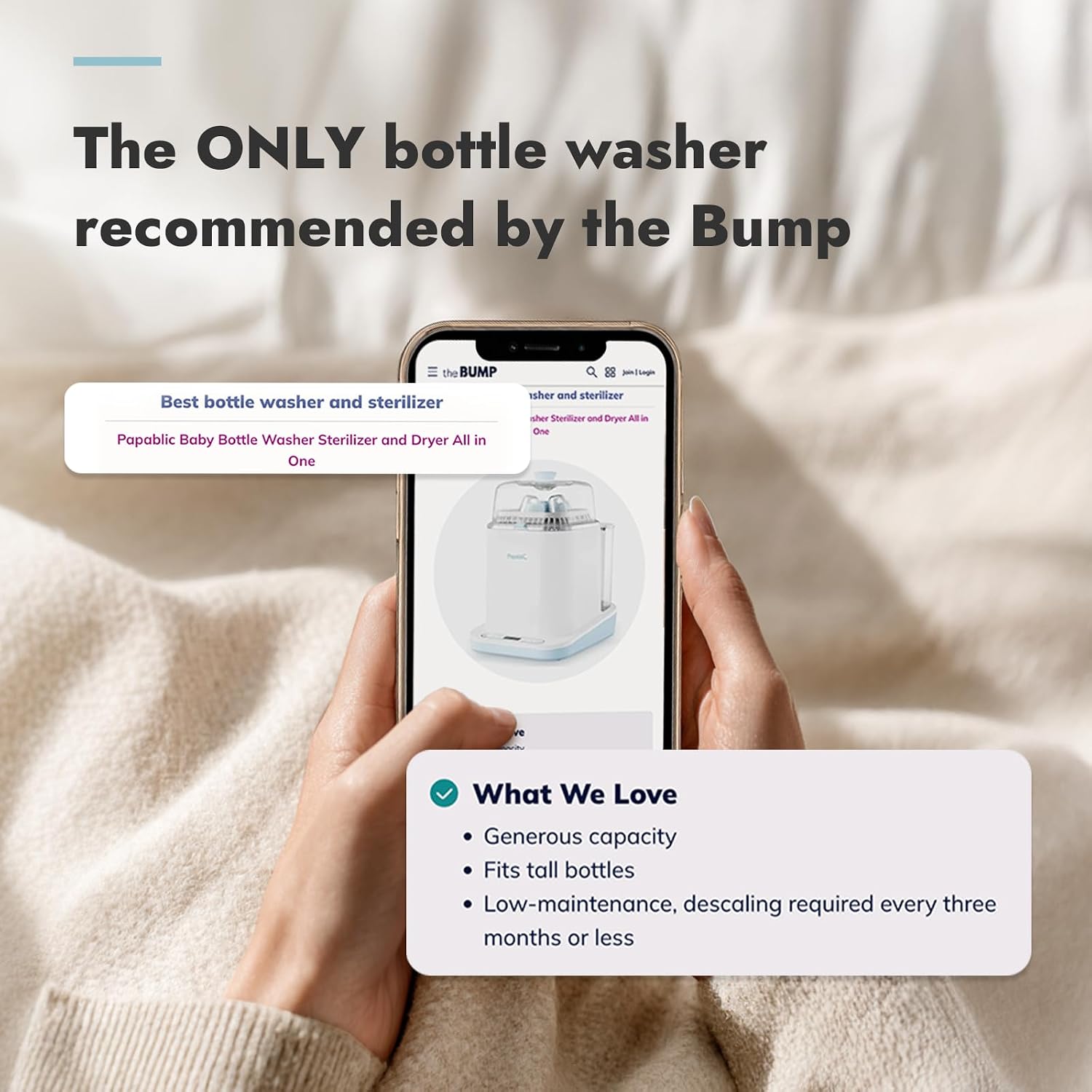Papablic Baby Bottle Washer Pro, Bottle Washer & Sterilizer & Dryer, 4-in-1 Bottle Washer Sanitizer for Bottles, Pump Parts, & Baby Essentials - Quick & Clean with 60 Detergent Tablets, Grey